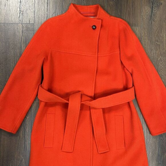 Georges RECH Paris Orange 100% Laine Wool Dress Coat SZ 40 - Picture 2 of 10